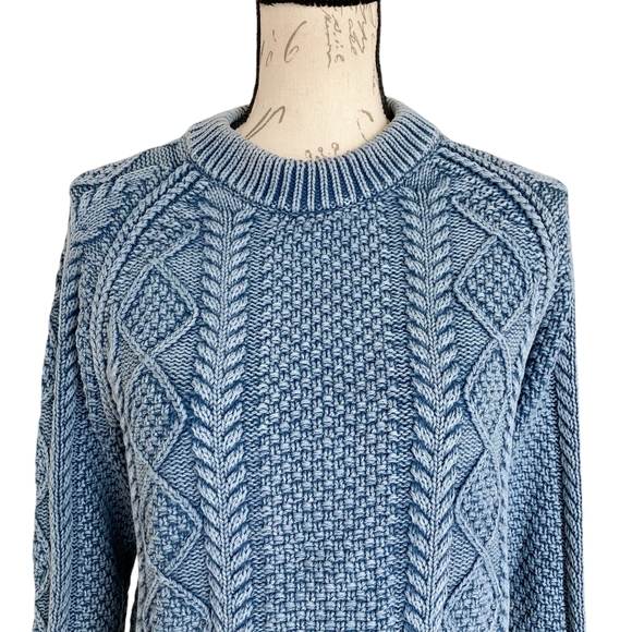 L.L. Bean Blue Cable Knit Sweater - Picture 3 of 13